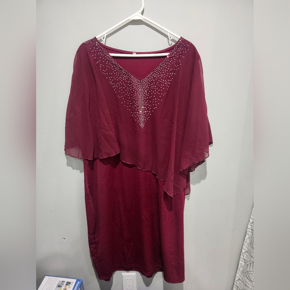Elegant Burgundy Women's Dress Size 4xl Nwot